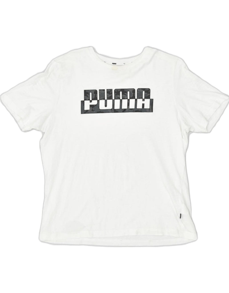 PUMA Mens Graphic T-Shirt Top Large White Cotton | Vintage | Thrift | Second-Hand | Used Clothing | Messina Hembry 