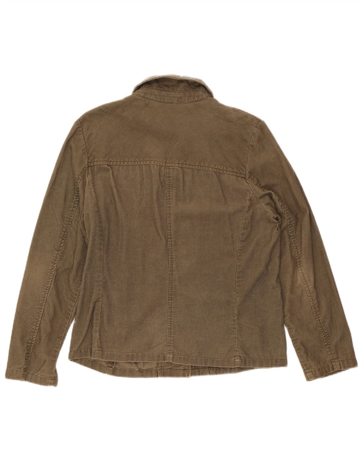 Eddie Bauer Womens Corduroy Jacket UK 14 Medium Khaki Cotton