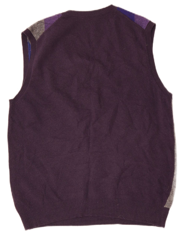 Benetton Mens Vest Tank Top Medium Navy Blue Argyle/Diamond