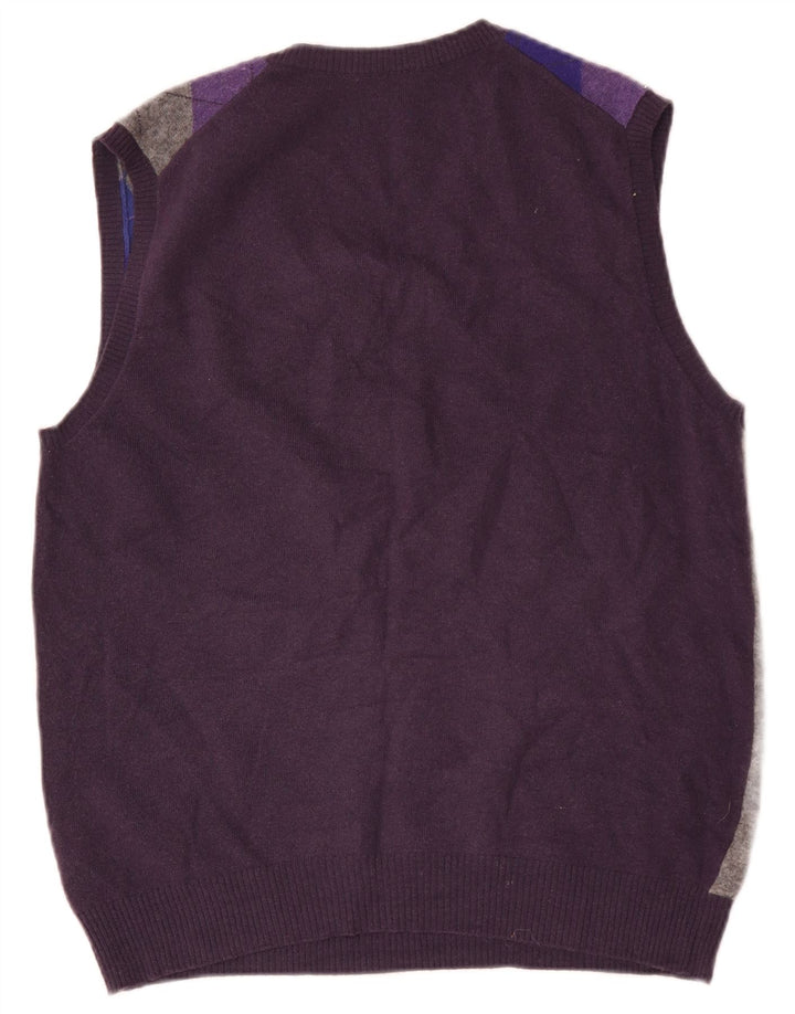Benetton Mens Vest Tank Top Medium Navy Blue Argyle/Diamond