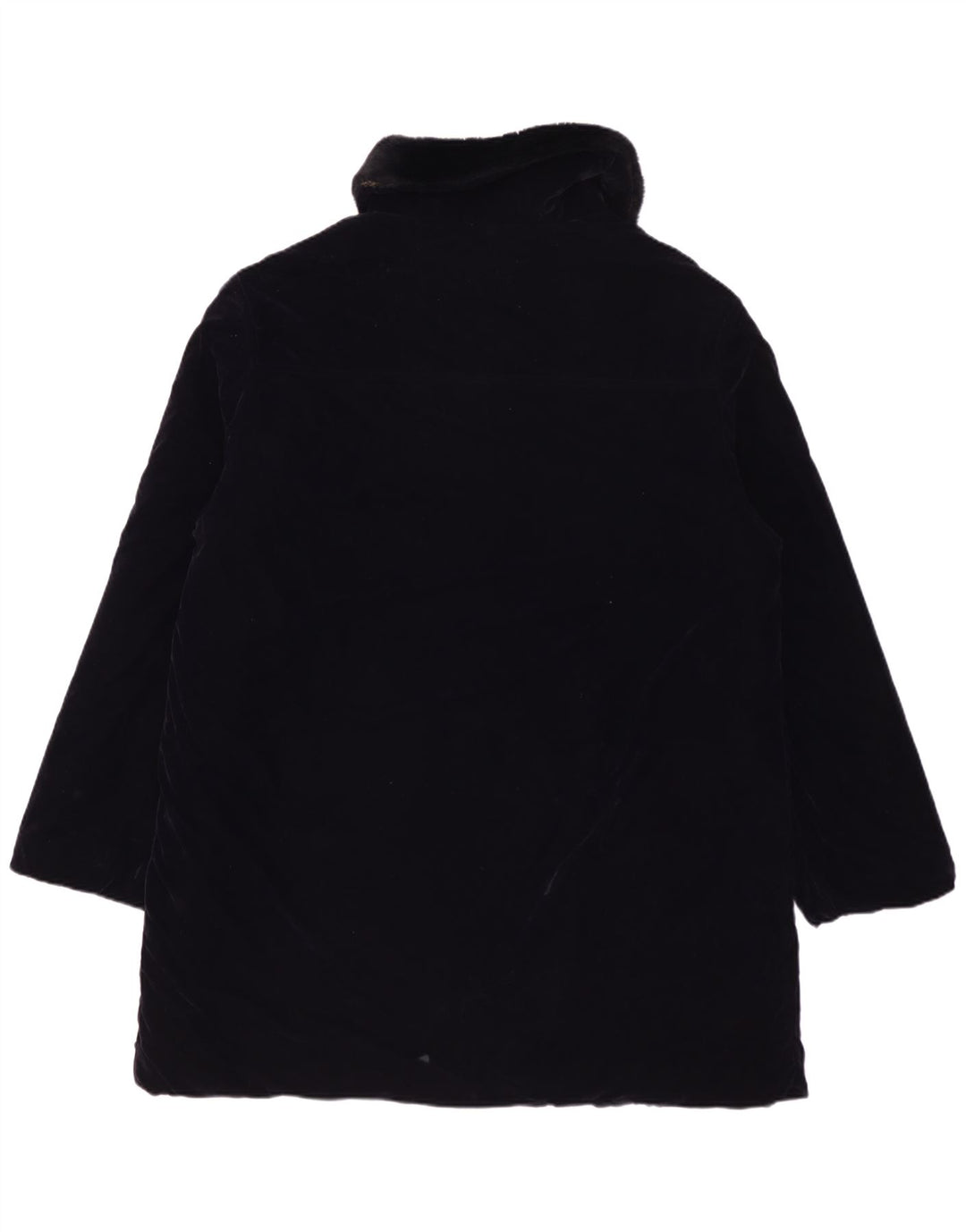 Jaeger Womens Velour Overcoat UK 14 Medium Navy Blue Polyester