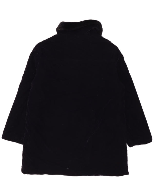 Jaeger Womens Velour Overcoat UK 14 Medium Navy Blue Polyester