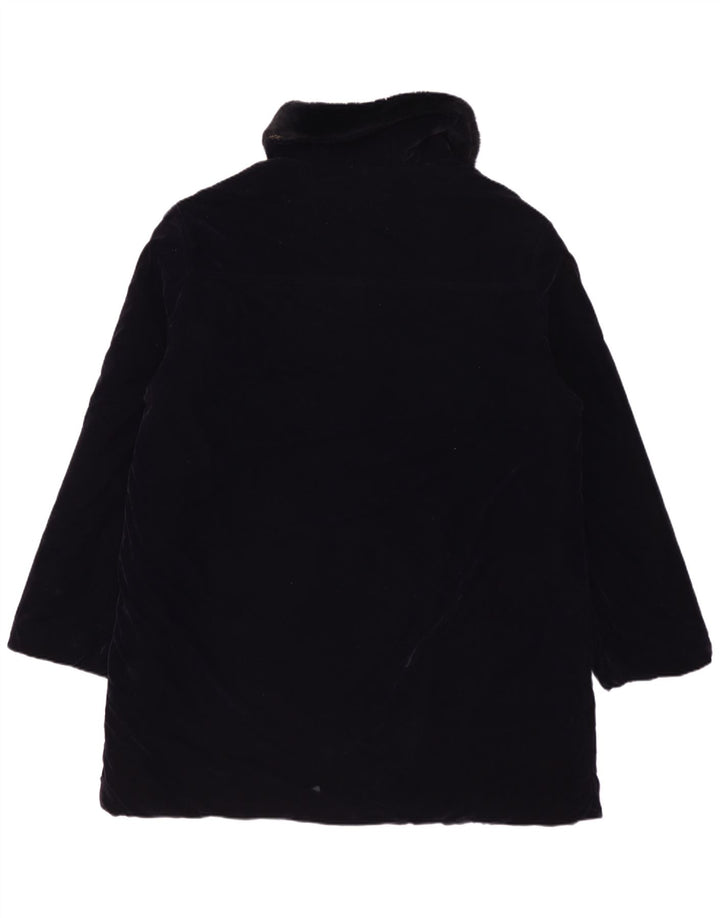 Jaeger Womens Velour Overcoat UK 14 Medium Navy Blue Polyester