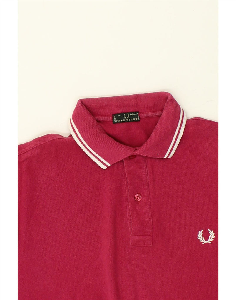 FRED PERRY Boys Polo Shirt 15-16 Years Pink Cotton Vintage Fred Perry and Second-Hand Fred Perry from Messina Hembry 