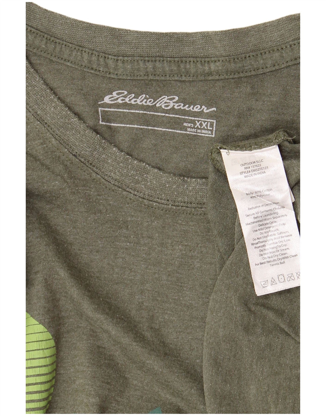 Eddie Bauer Mens Graphic T-Shirt Top 2XL Khaki Cotton