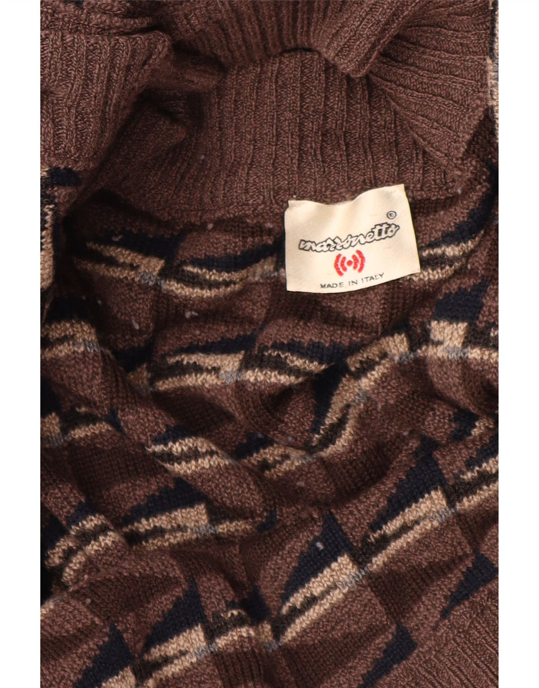 Mazzonetto Mens Cardigan Sweater XL Brown Geometric