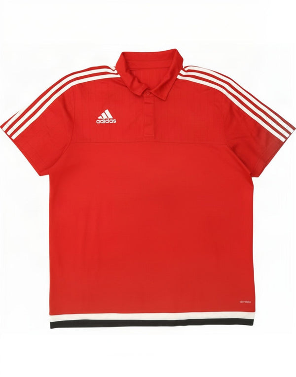 Adidas Mens Climalite Polo Shirt XL Red Colourblock