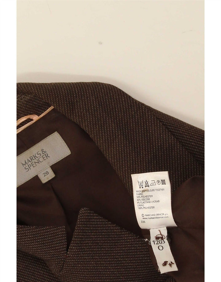 Marks & Spencer Womens 1 Button Blazer Jacket UK 20 2XL Brown Polyester