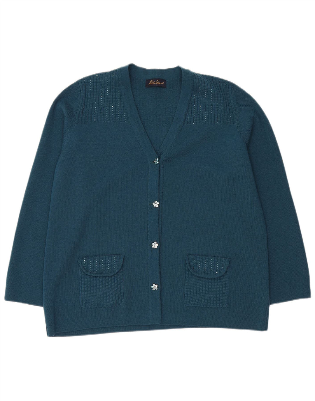 Luisa Spagnoli Womens Cardigan Sweater UK 18 XL Blue Wool