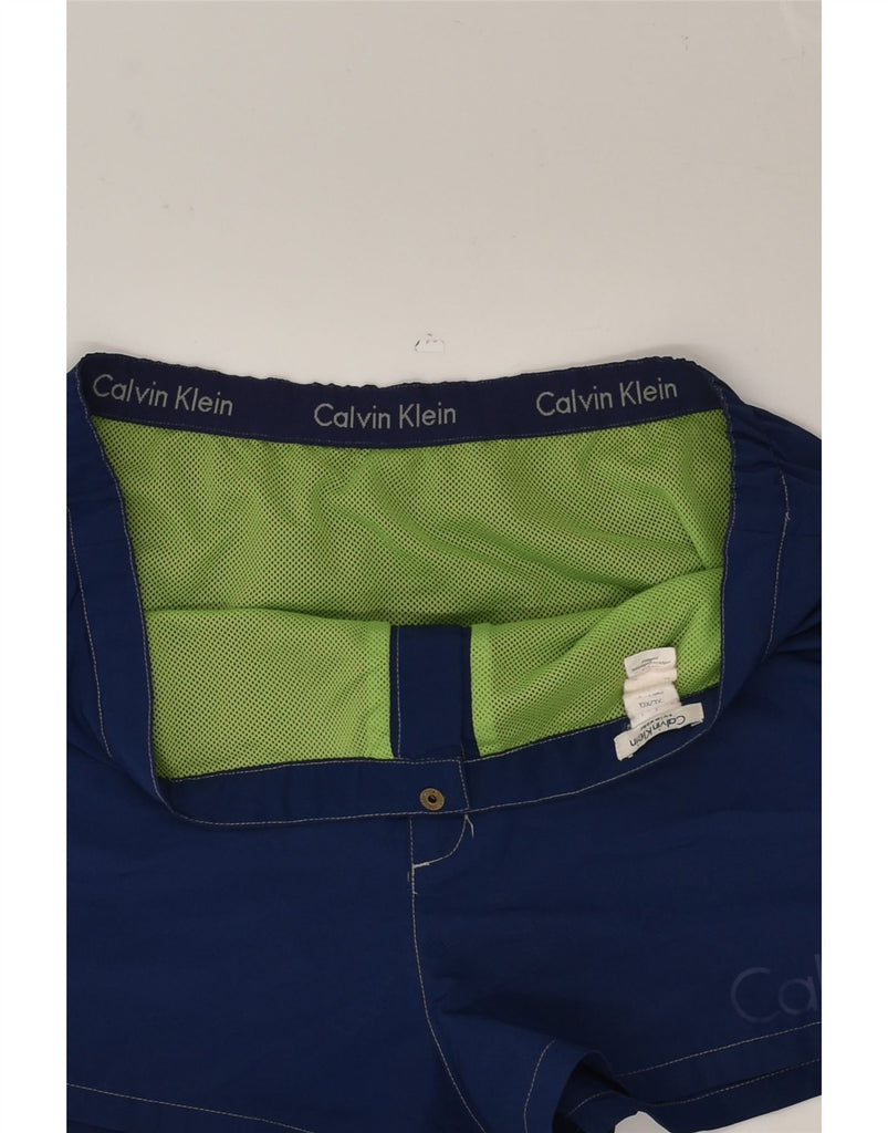 CALVIN KLEIN Mens Sport Shorts XL Navy Blue Polyester | Vintage Calvin Klein | Thrift | Second-Hand Calvin Klein | Used Clothing | Messina Hembry 