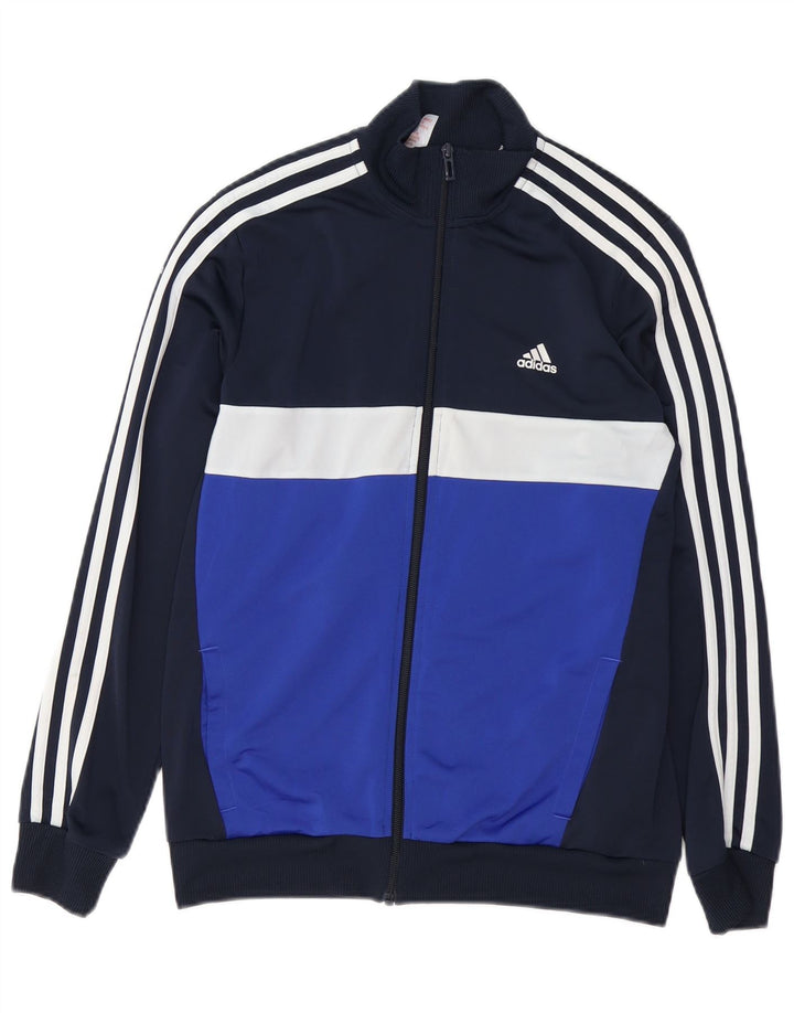 ADIDAS Boys Aeroready Tracksuit Top Jacket 13-14 Years Navy Blue