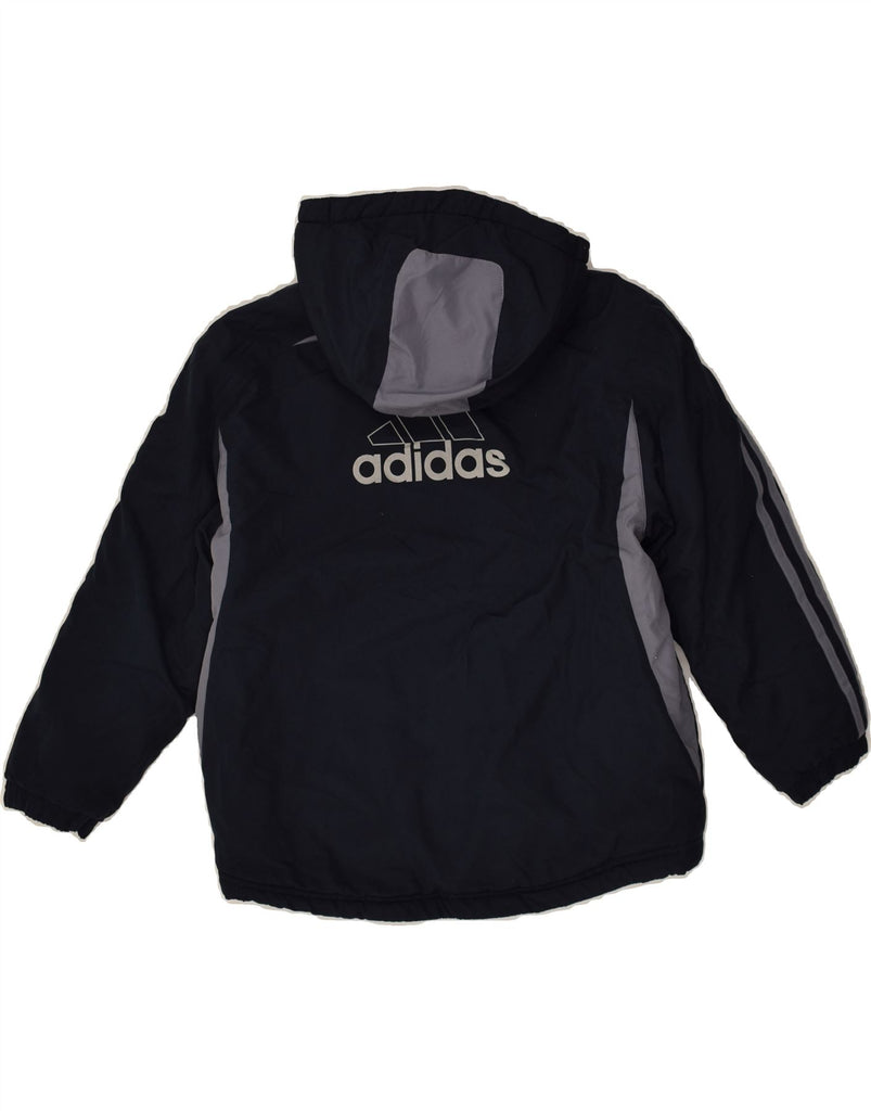 ADIDAS Girls Hooded Windbreaker Jacket 9-10 Years Medium Navy Blue | Vintage Adidas | Thrift | Second-Hand Adidas | Used Clothing | Messina Hembry 