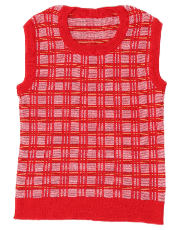 Vintage Womens Vest Tank Top IT 46 Large Red Check