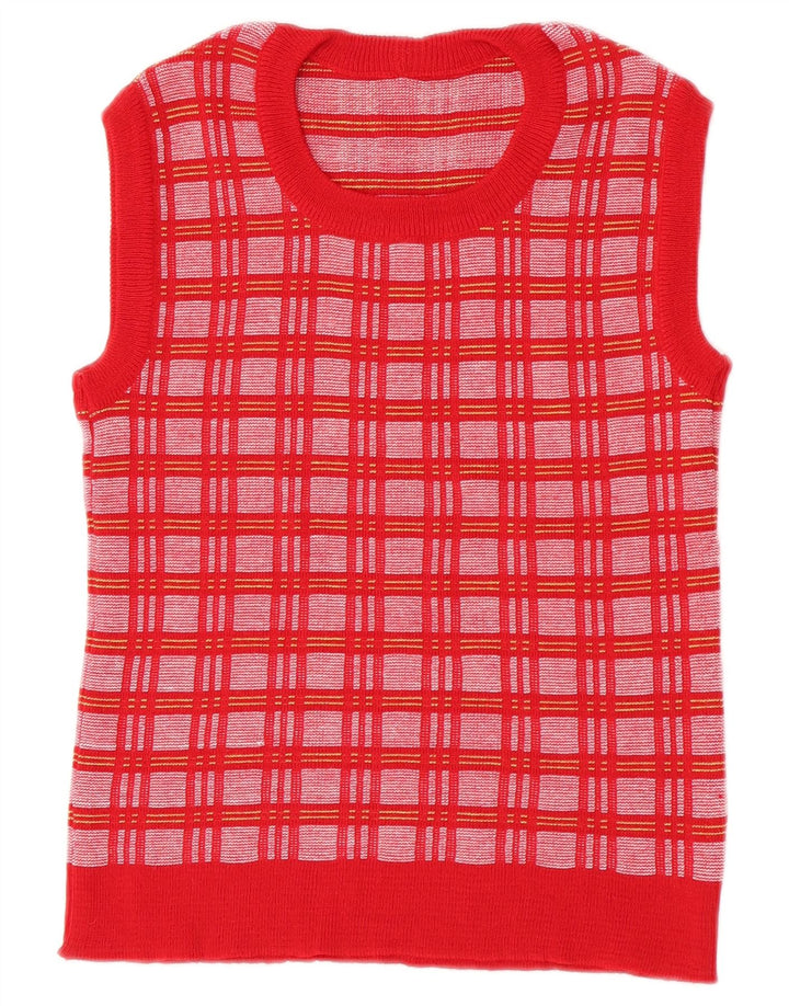 Vintage Womens Vest Tank Top IT 46 Large Red Check