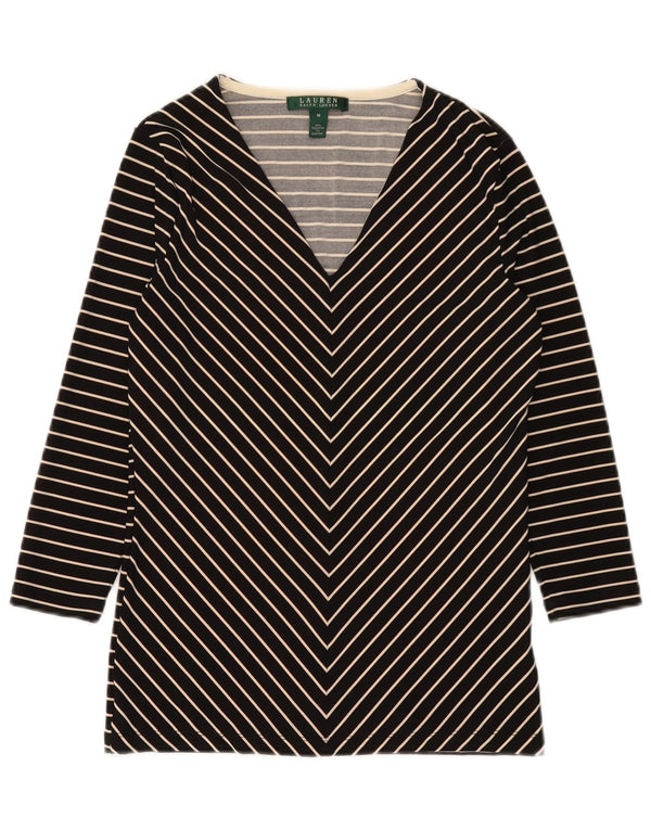 Ralph Lauren Womens 3/4 Sleeve Tunic Top UK 12 Medium Black Chevron
