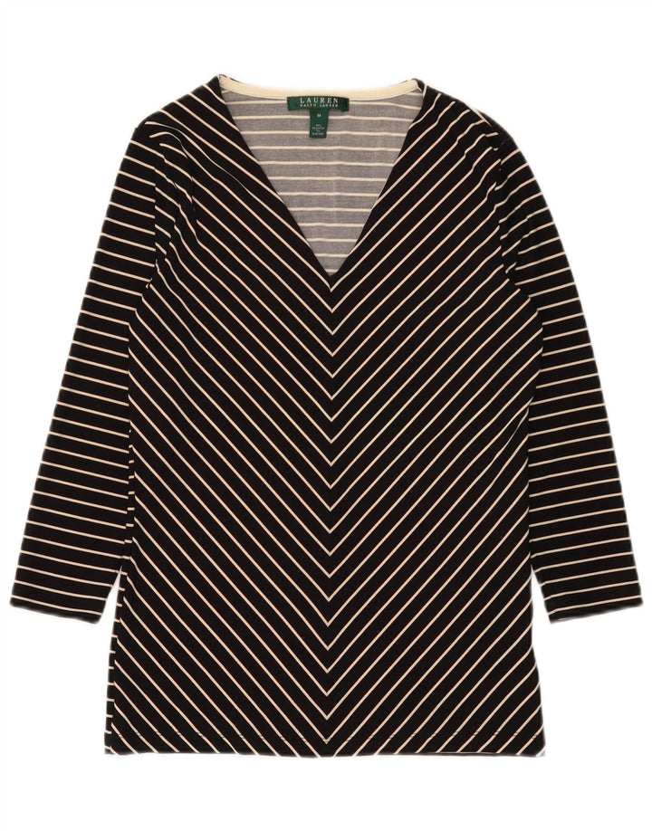 Ralph Lauren Womens 3/4 Sleeve Tunic Top UK 12 Medium Black Chevron