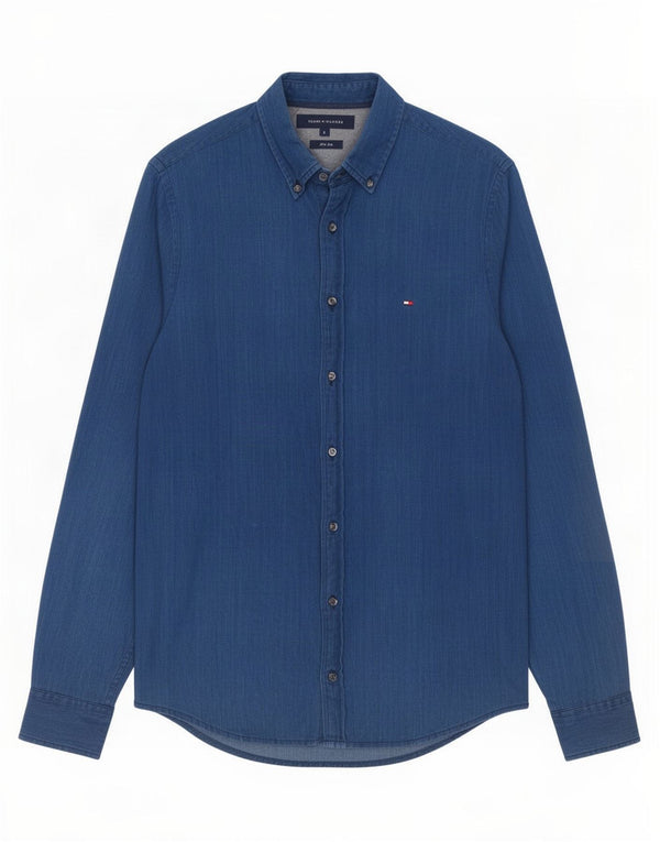 Tommy Hilfiger Mens Slim Fit Shirt Small Navy Blue Cotton