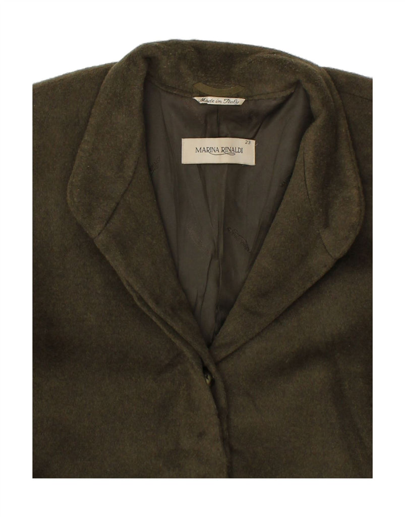 MARINA RINALDI Womens Overcoat Size 23 Medium Khaki Virgin Wool Vintage Marina Rinaldi and Second-Hand Marina Rinaldi from Messina Hembry 