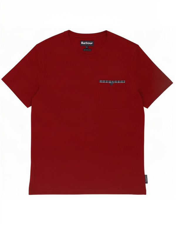 Barbour Mens Tailored Fit T-Shirt Top Medium Burgundy Cotton