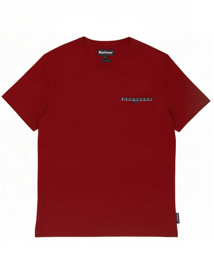 Barbour Mens Tailored Fit T-Shirt Top Medium Burgundy Cotton