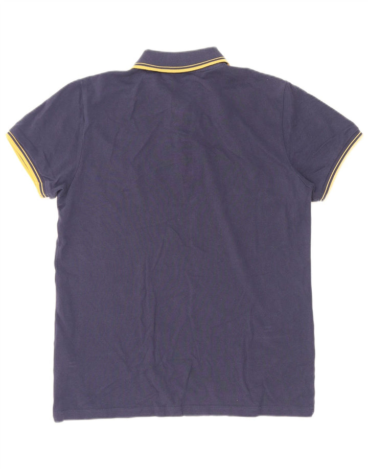 Kappa Mens Polo Shirt Medium Navy Blue Striped Cotton