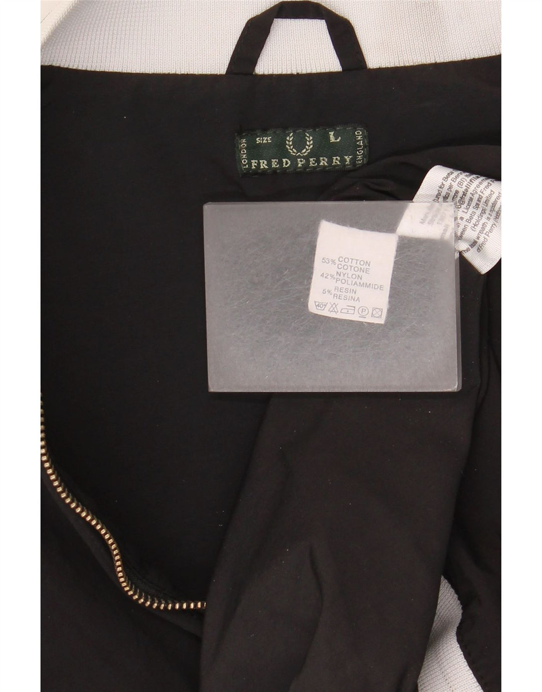 Fred Perry Womens Tracksuit Top Jacket UK 16 Large Black Colourblock Cotton