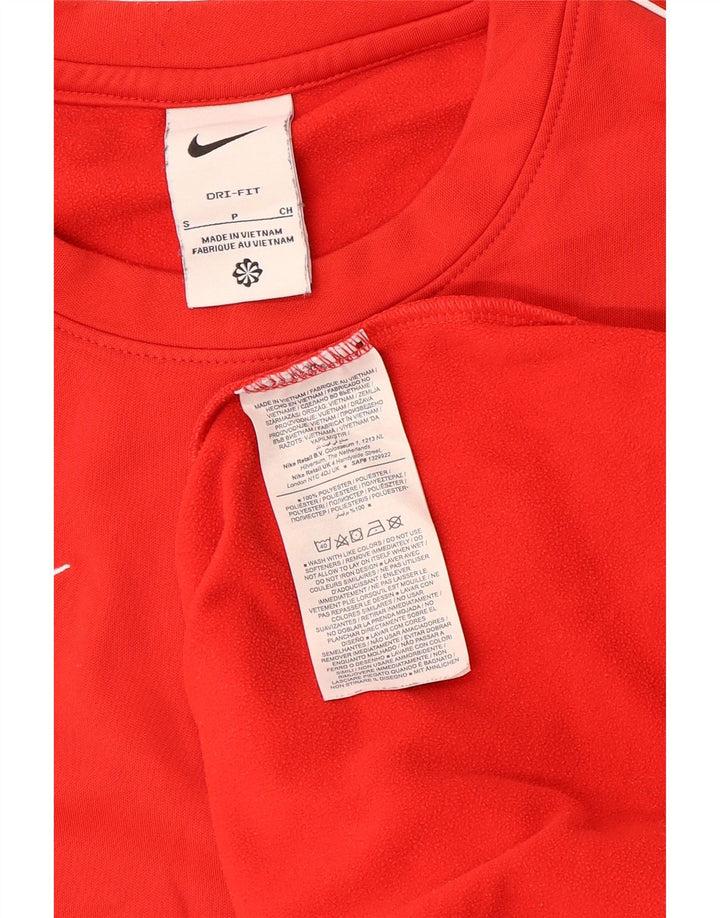 Nike Mens Dri Fit Top Long Sleeve Small Red Polyester