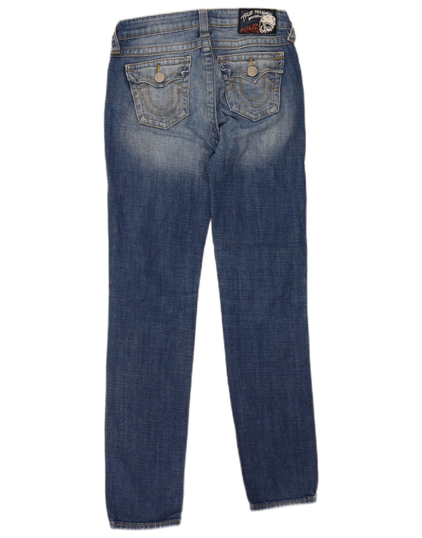 True Religion Girls Distressed Slim Jeans 13-14 Years W26 L29 Blue Cotton