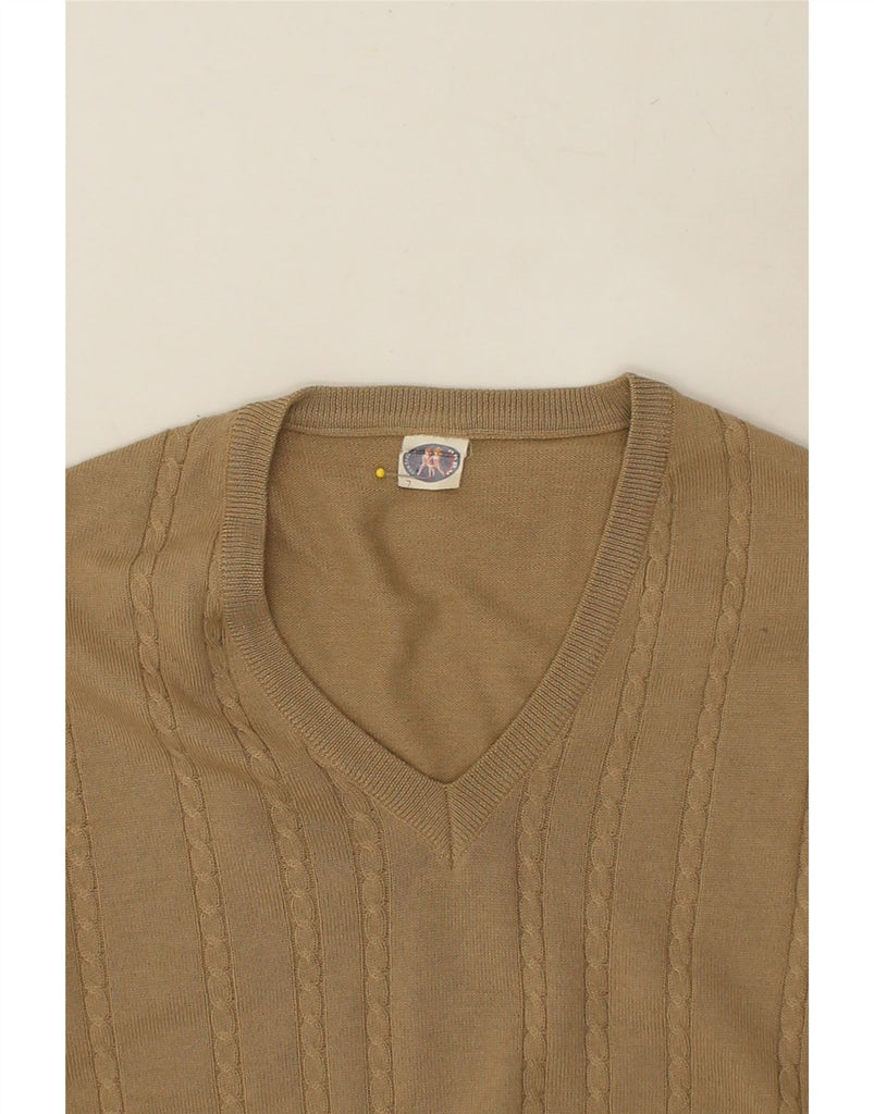 VINTAGE Mens V-Neck Jumper Sweater Large Brown Wool | Vintage Vintage | Thrift | Second-Hand Vintage | Used Clothing | Messina Hembry 