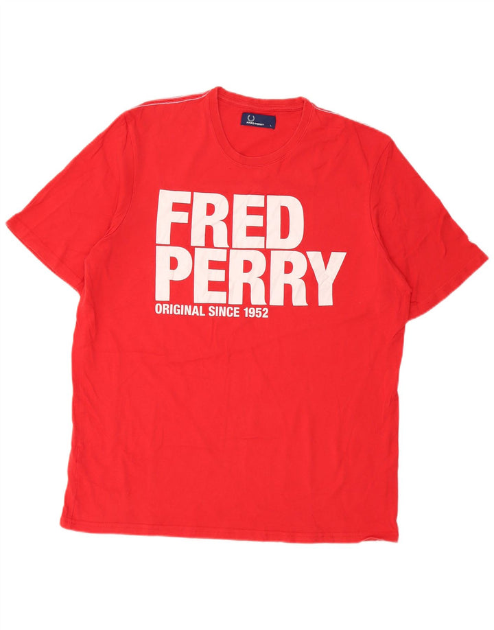 Fred Perry Mens Graphic T-Shirt Top Large Red Cotton