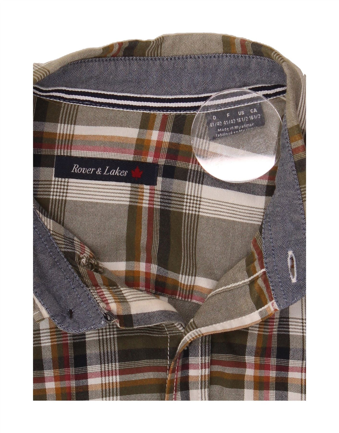 ROVER&LAKES Mens Shirt Size 16 1/2 Large Green Check Cotton Vintage Rover&Lakes and Second-Hand Rover&Lakes from Messina Hembry 