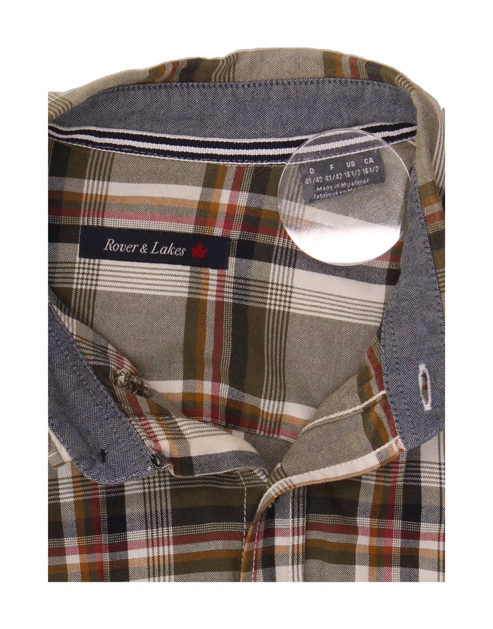 ROVER&LAKES Mens Shirt Size 16 1/2 Large Green Check Cotton Vintage Rover&Lakes and Second-Hand Rover&Lakes from Messina Hembry 