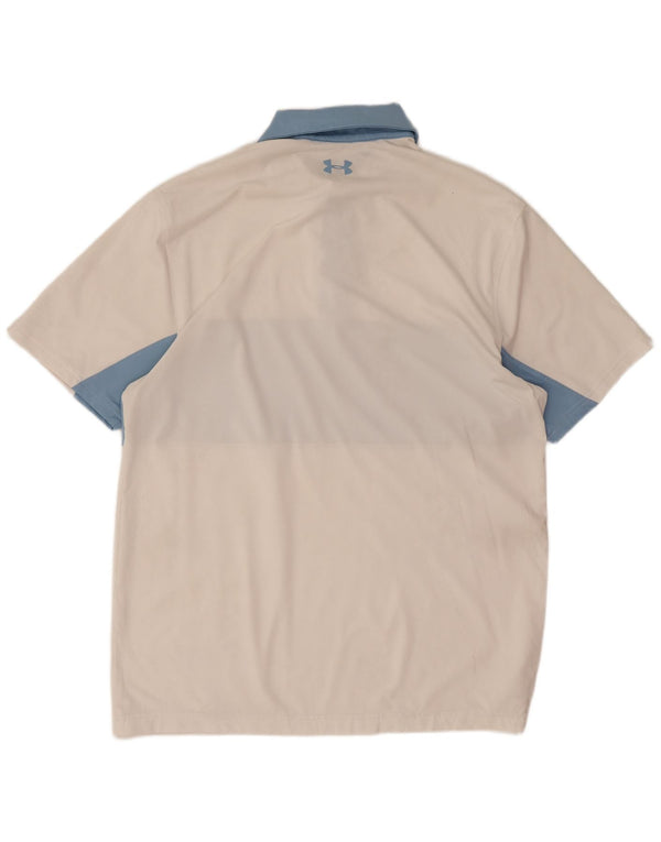 Under Armour Mens Polo Shirt Medium White Colourblock