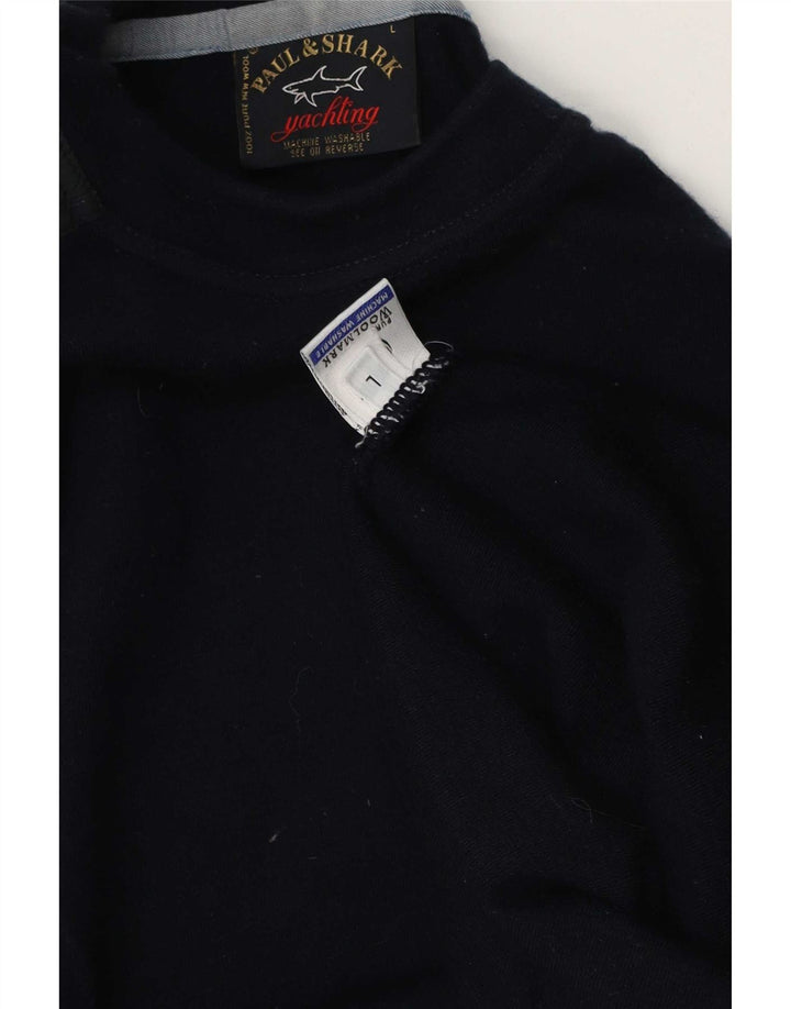 Paul & Shark Mens Crew Neck Jumper Sweater Large Navy Blue Colourblock