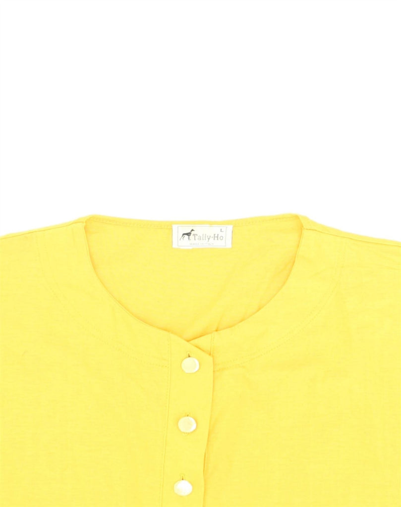 VINTAGE Womens Short Sleeve Pullover Shirt UK 14 Large Yellow Cotton | Vintage Vintage | Thrift | Second-Hand Vintage | Used Clothing | Messina Hembry 