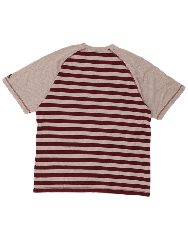Adidas Mens Boston College Graphic T-Shirt Top Large Grey Striped Cotton