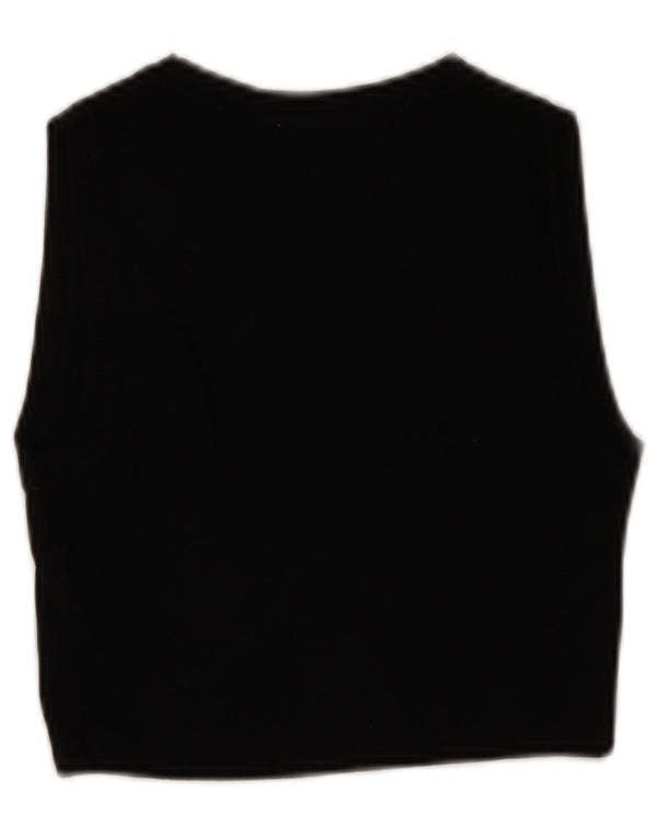 Zara Womens Crop Vest Top UK 12 Medium Black Viscose