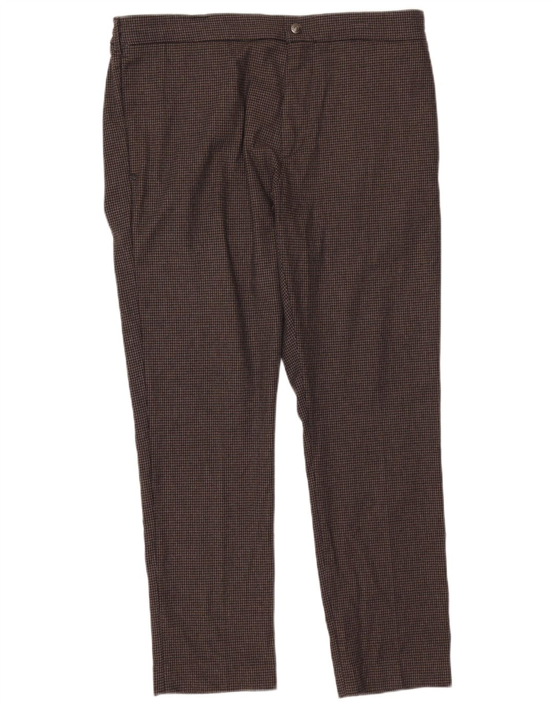 Replay Mens Straight Chino Trousers W36 L30 Brown Houndstooth Polyester