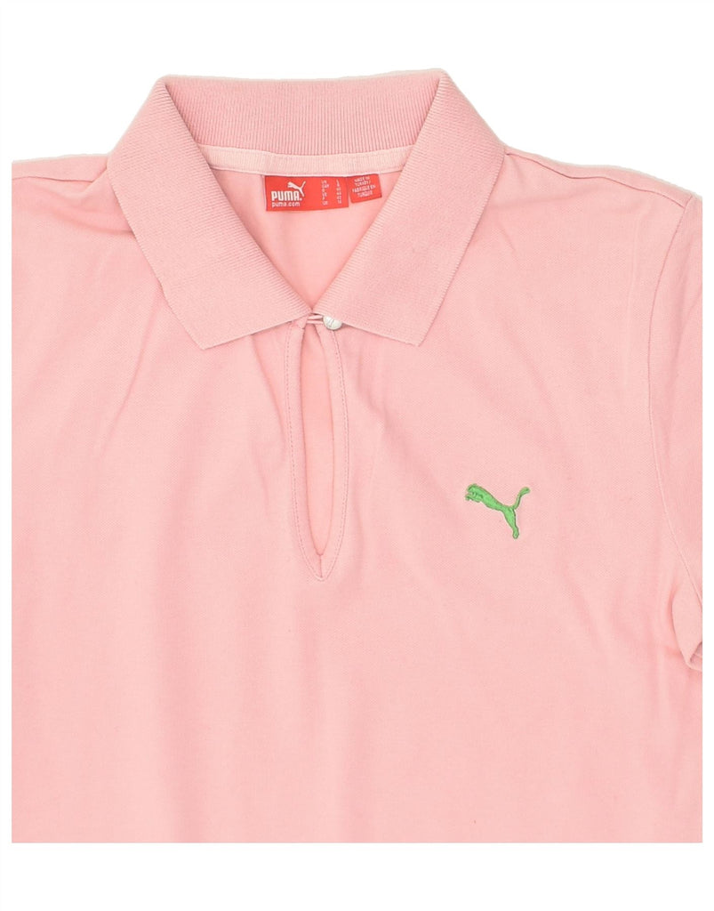 PUMA Womens Polo Shirt UK 14 Medium Pink Cotton | Vintage Puma | Thrift | Second-Hand Puma | Used Clothing | Messina Hembry 