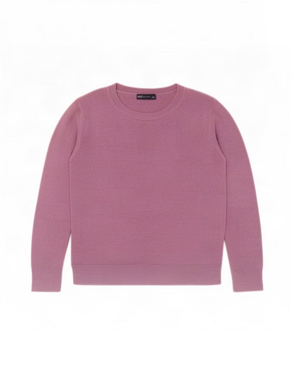 Marks & Spencer Womens Boat Neck Jumper Sweater UK 10 Small Purple Acrylic