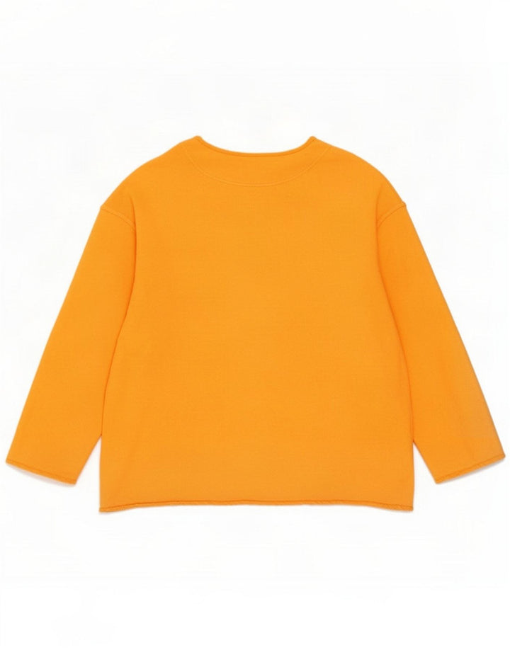 Benetton Womens Oversized Top Long Sleeve UK 14 Medium Orange Cotton