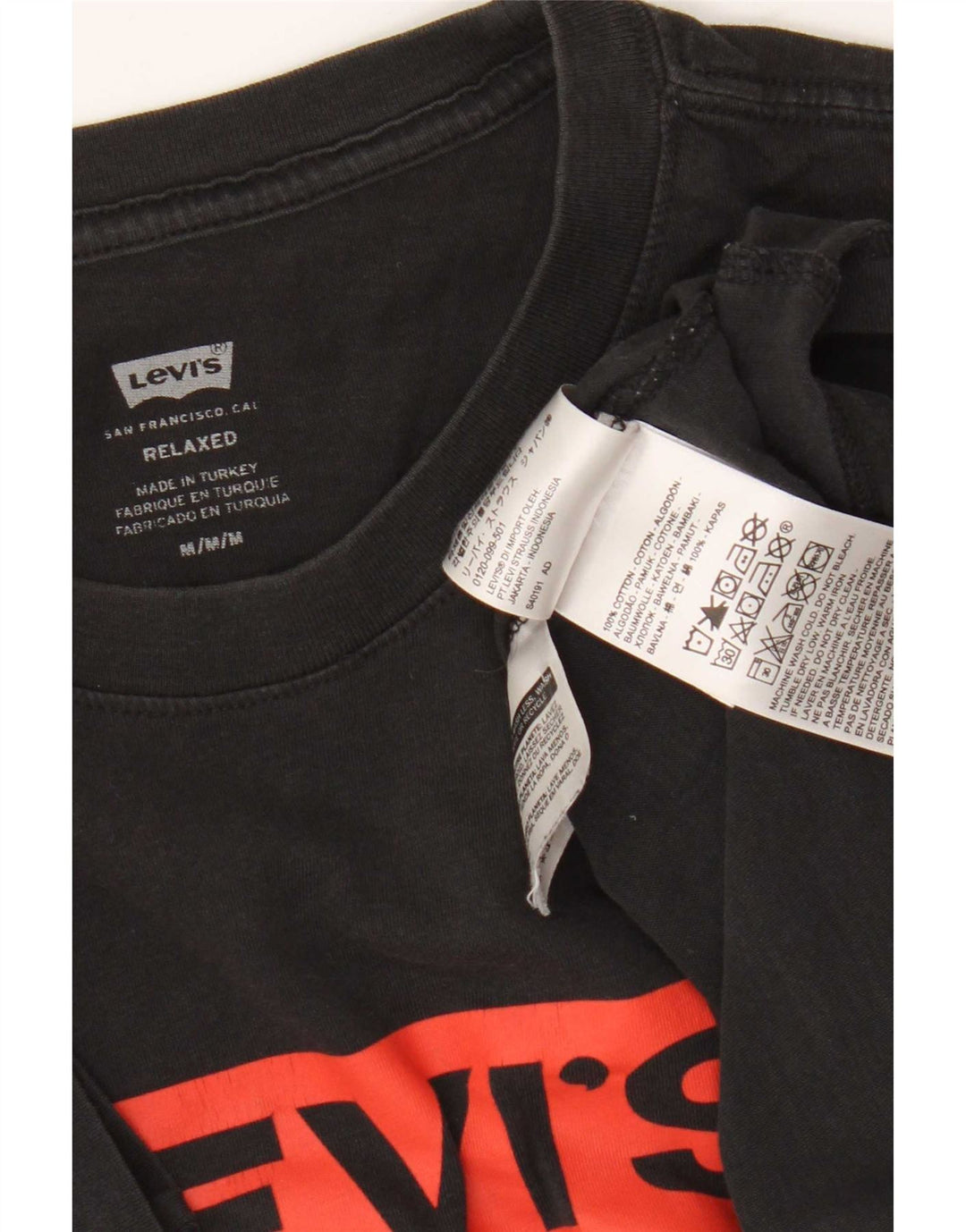 Levi's Mens Relaxed Fit Graphic T-Shirt Top Medium Black Cotton