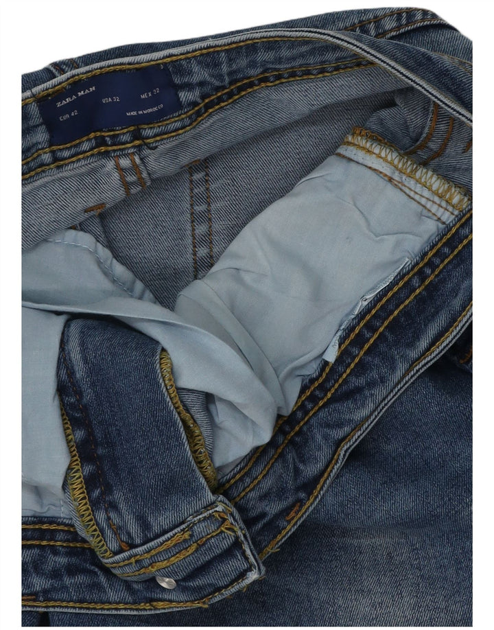 Zara Mens Slim Jeans EU 42 Large W32 L29 Blue Cotton