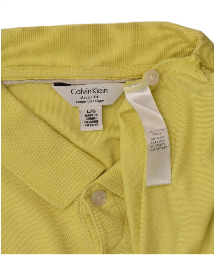 Calvin Klein Mens Classic Fit Polo Shirt Large Yellow Cotton