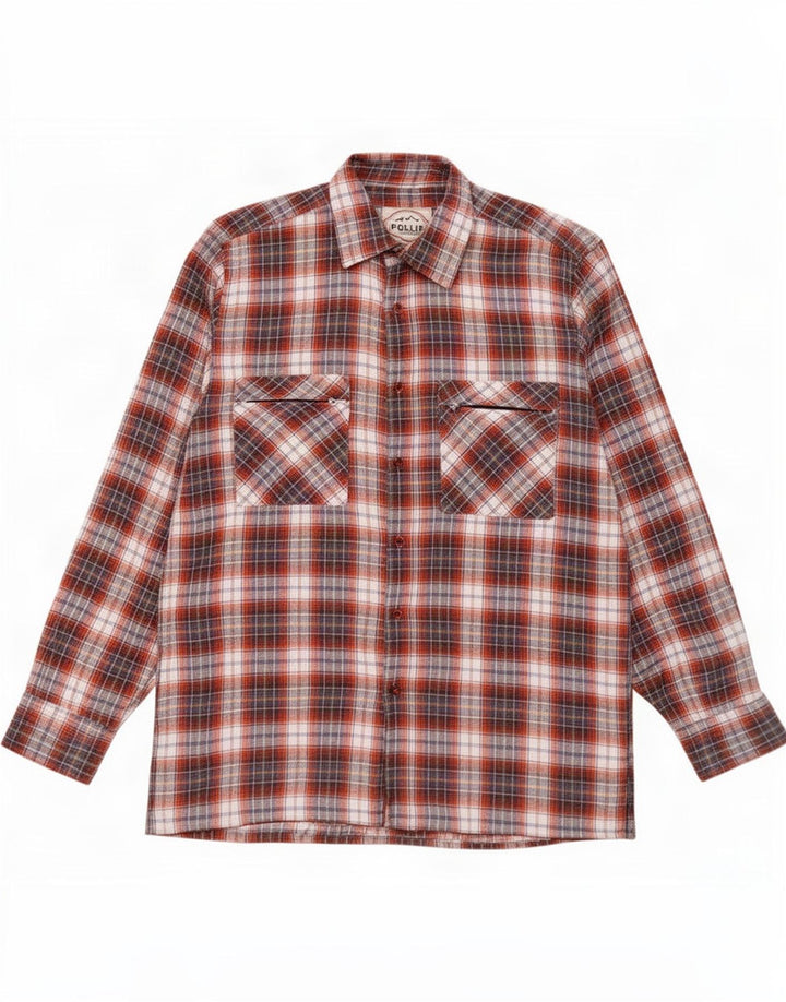 Follie Mens Flannel Shirt Medium Red Check Cotton