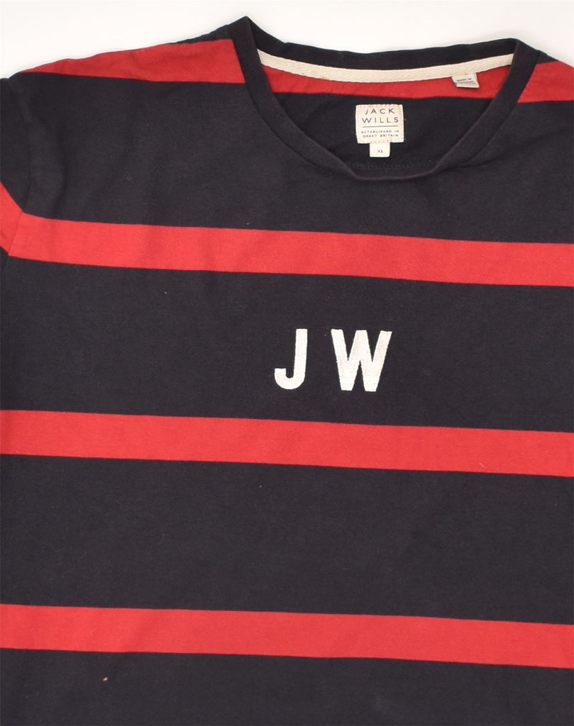 JACK WILLS Mens Slim T-Shirt Top XL Black Striped Cotton | Vintage Jack Wills | Thrift | Second-Hand Jack Wills | Used Clothing | Messina Hembry 