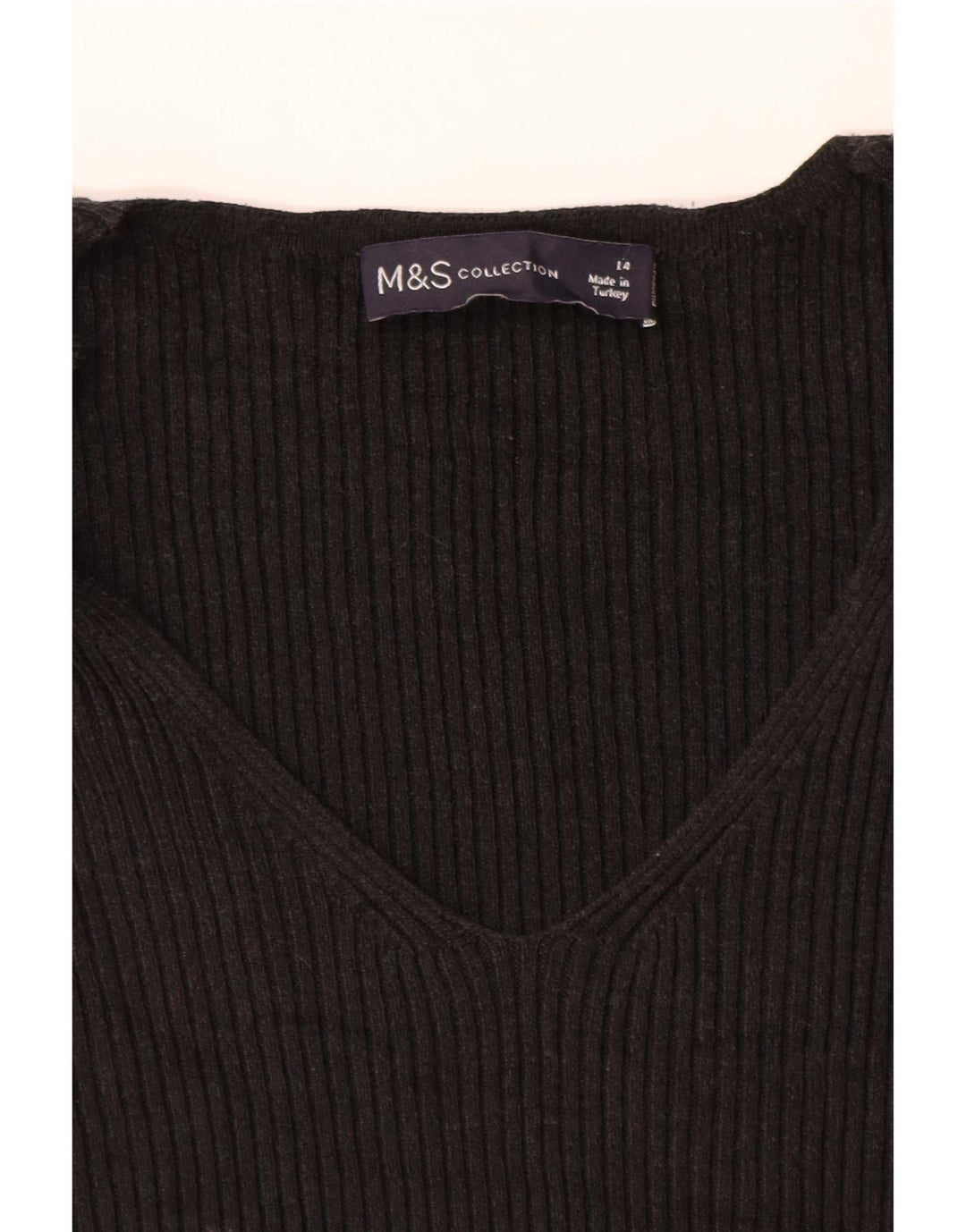 Marks & Spencer Womens V-Neck Jumper Sweater UK 14 Medium Black