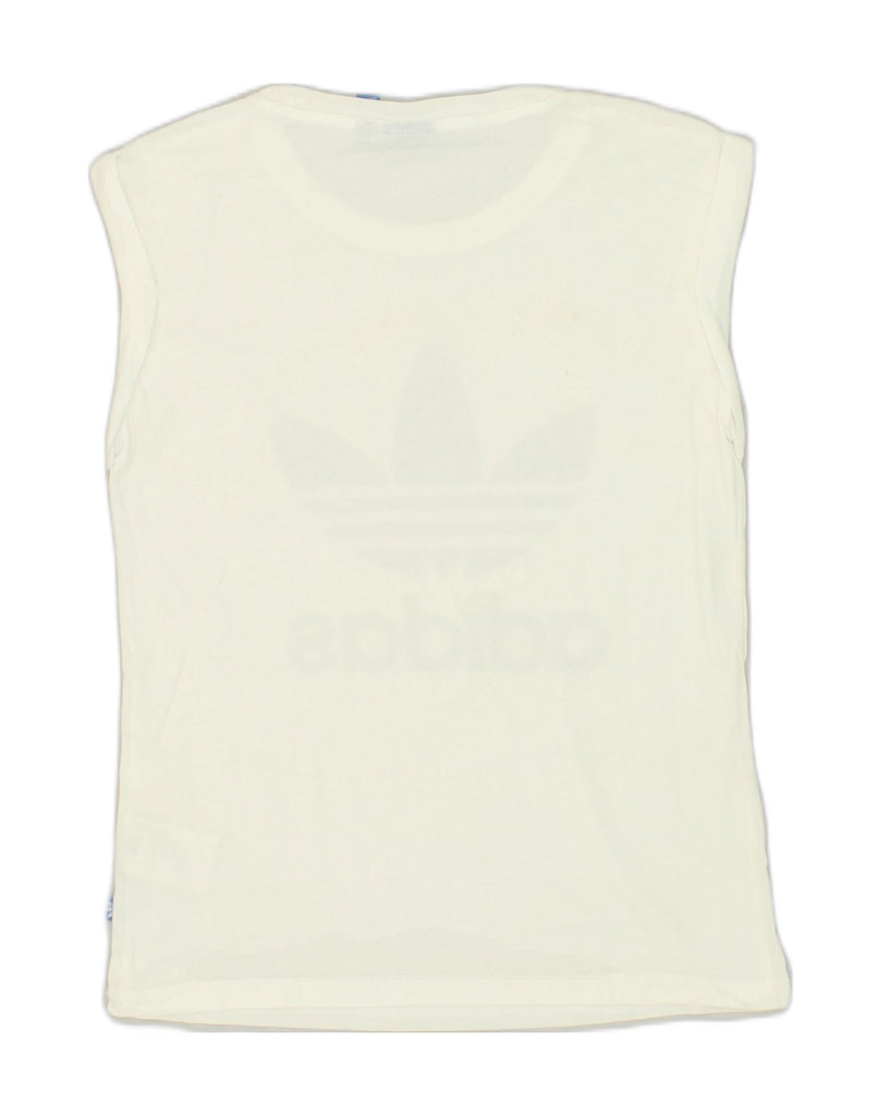 ADIDAS Womens Graphic Vest Top UK 6 XS White Cotton | Vintage Adidas | Thrift | Second-Hand Adidas | Used Clothing | Messina Hembry 