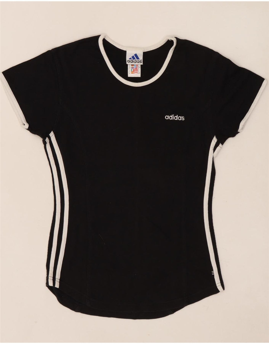 ADIDAS Womens T-Shirt Top UK 14 Medium Black Cotton