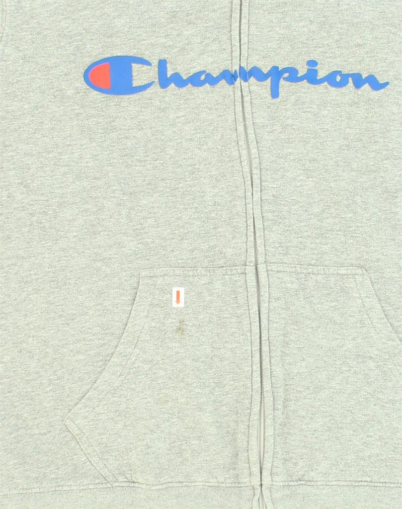 CHAMPION Mens Graphic Zip Hoodie Sweater Large Grey Cotton | Vintage Champion | Thrift | Second-Hand Champion | Used Clothing | Messina Hembry 